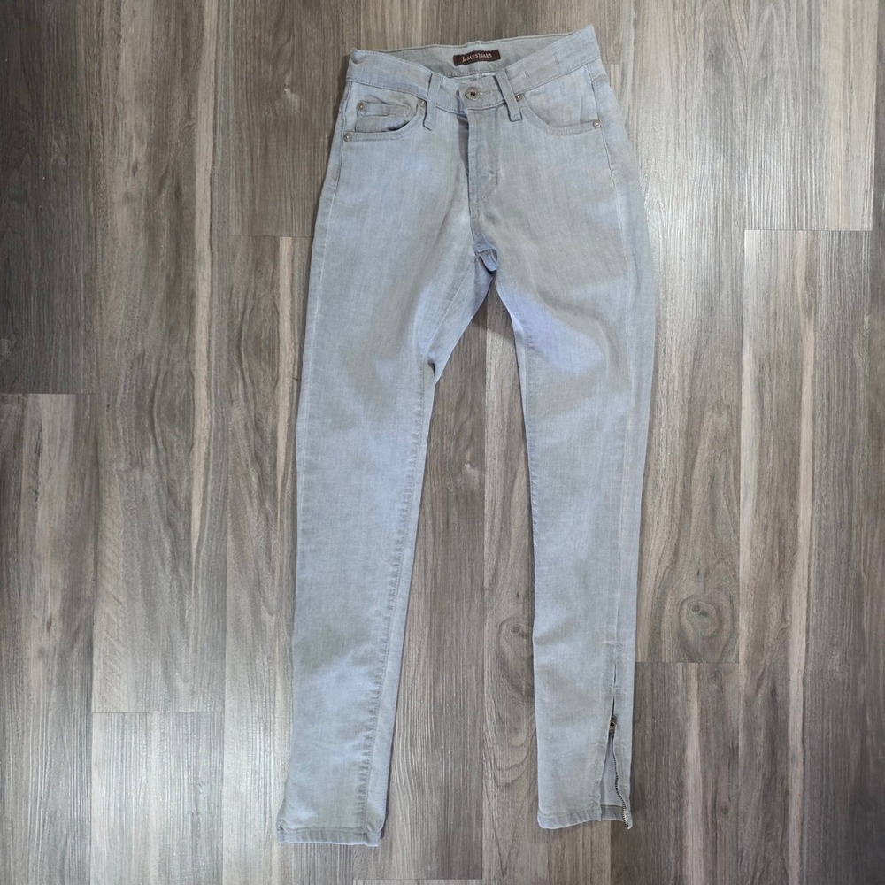 James Jeans Twiggy Light‎ Gray Skinny Ankle Jeans with Hem Zippers Size 23